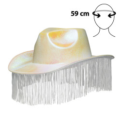 Dámska kovbojská čiapka s třásněmi, bílá